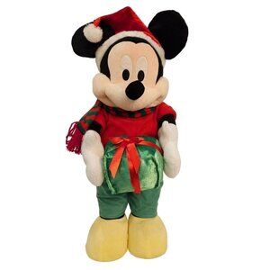 Disney Mickey Mouse Christmas Greeter Size 21" Tall, Present, Hat, Gemmy Indust.